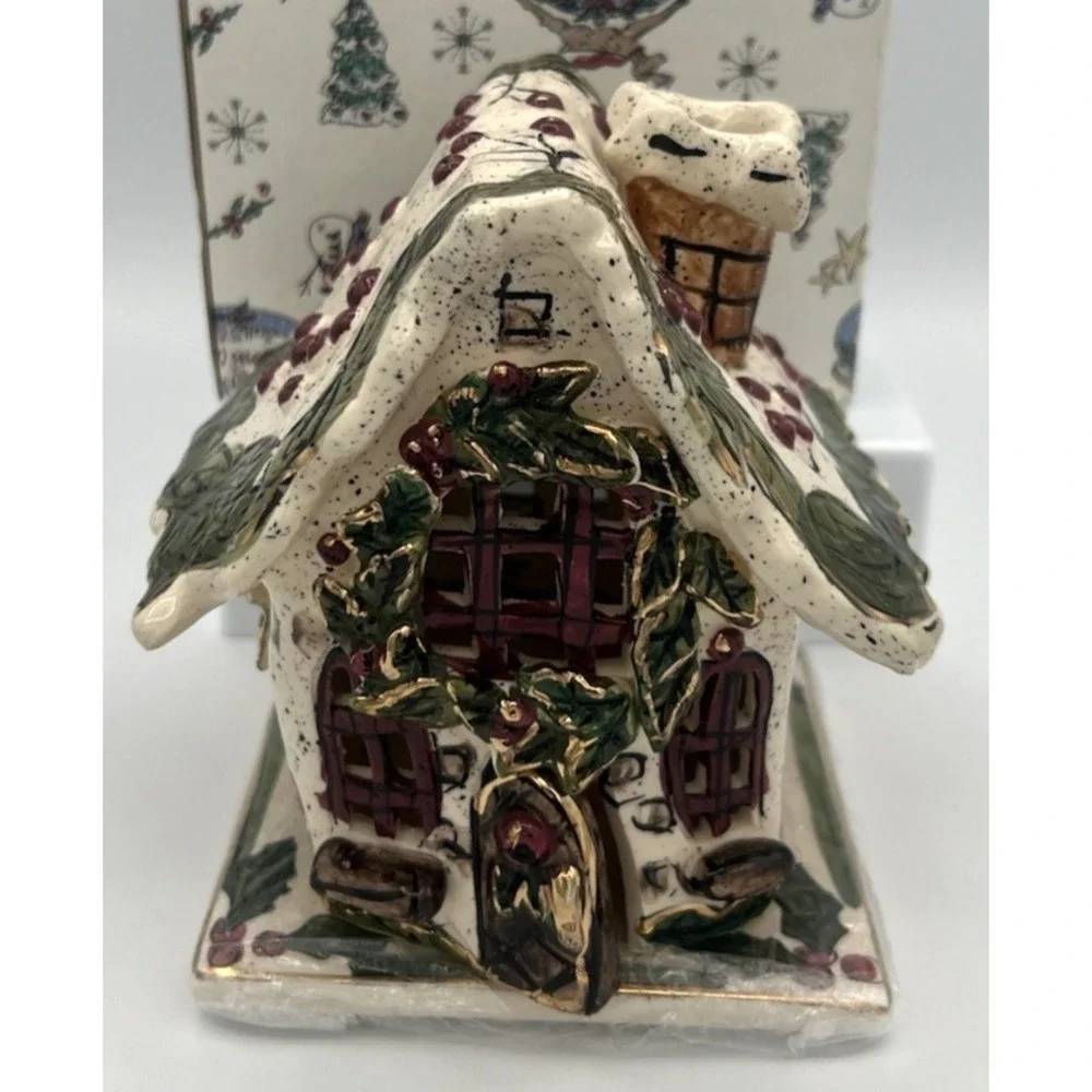 Blue Sky Clayworks Heather Goldminc - Holly Berry Cottage Tealight House New